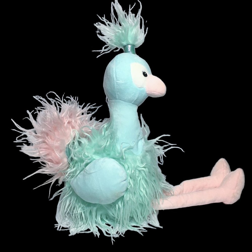Animal Adventure Flamingo Ostrich Bird Plush Long legged 25" Teal Blue Pink Toy